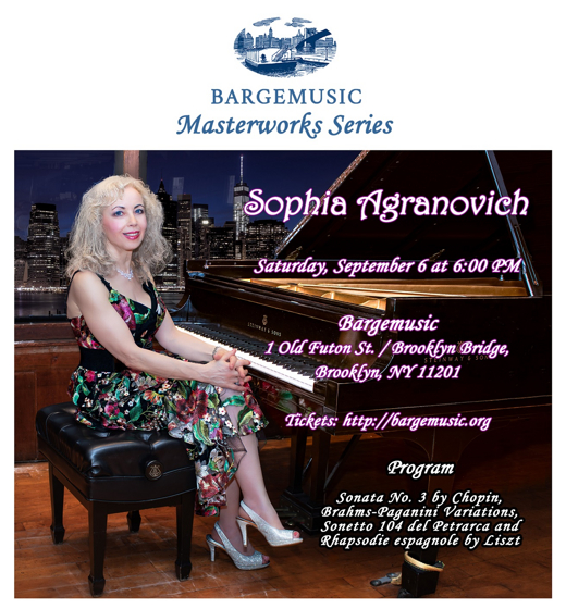 Enthralling Concert on the Water: Sophia Agranovich at Bargemusic show poster