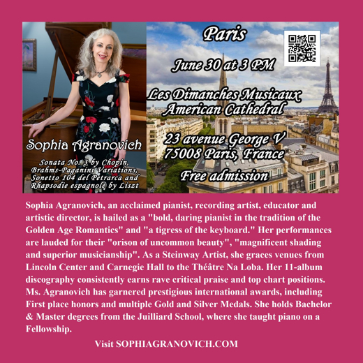 Sophia Agranovich in Romantic Virtuoso Recital in France