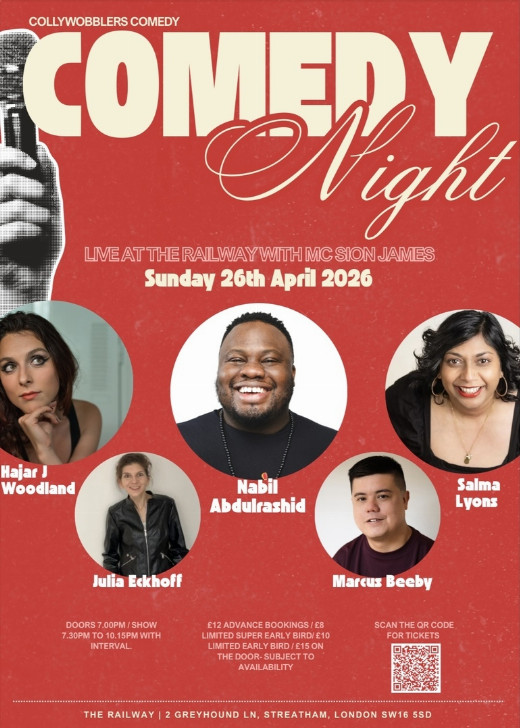 Collywobblers Comedy at The Railway Streatham : Nabil Abdulrashid Plus Guests show poster