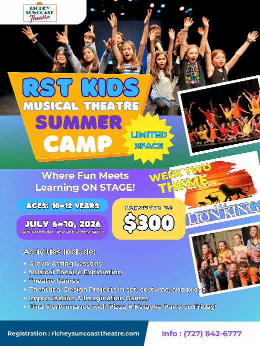 Young Performers to Roar onto the Stage at Richey Suncoast Theatre's "The Lion King" Summer Camp in Tampa