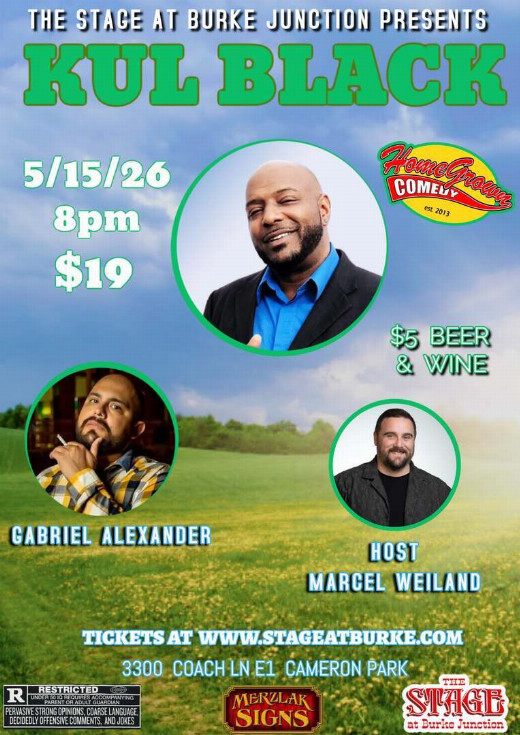 Home Grown Comedy, Stand Up Comedy Show at The Stage in Cameron Park- Friday 5/15/26 8pm show poster