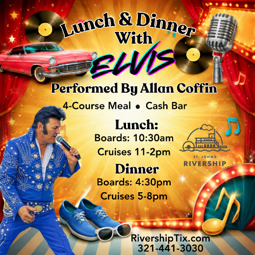 All Shook Up! Elvis Tribute Dining Cruise with Allan Coffin Aboard the Barbara Lee in Sanford, FL show poster