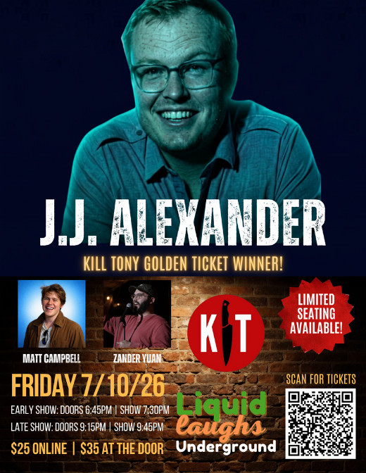 Kill Tony Golden Ticket Winner JJ Alexander Live At Liquid Laughs! in Boise