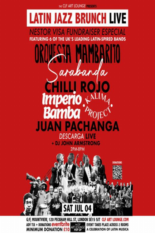 Latin Jazz Brunch Live Nestor's Visa Fundraiser 6 Band Especial show poster