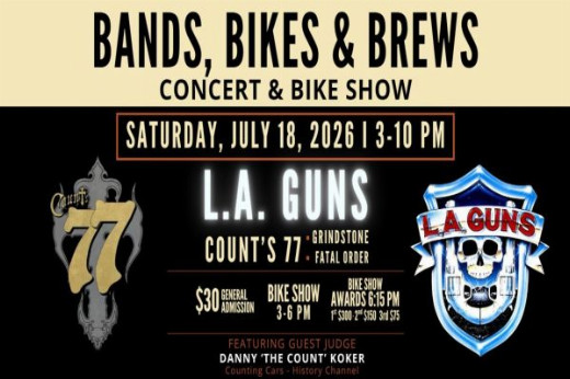 Bands, Bikes and Brews show poster