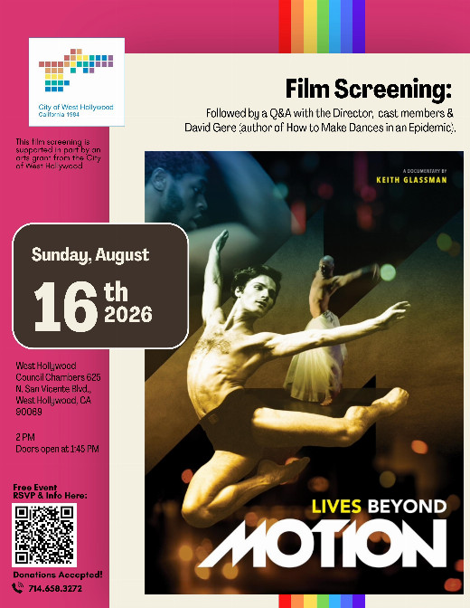 Keith Glassman’s “Lives Beyond Motion” World-Renowned Dancers, Free Screening, Director-Cast Q&A in Los Angeles