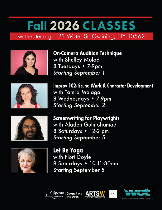 Westchester Collaborative Theater (WCT) Launches Fall Classes in Acting for the Screen, Improv, Screenwriting and Yoga in Off-Off-Broadway