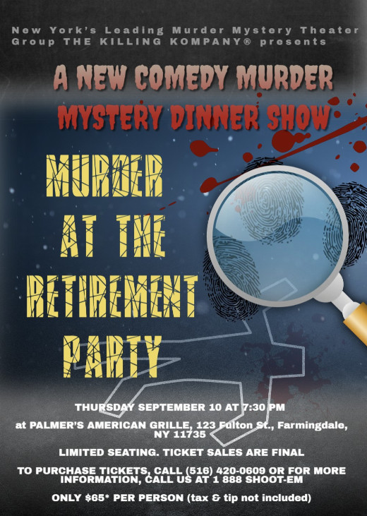 MURDER AT THE RETIREMENT PARTY in Long Island
