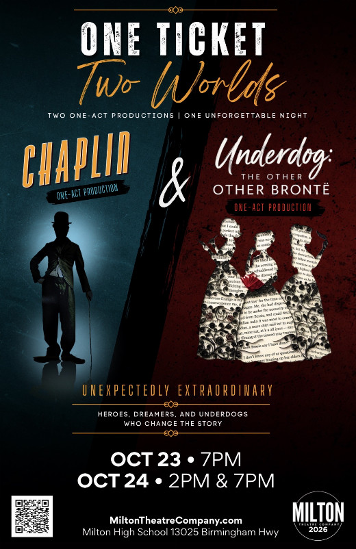 Night of One Acts! Chaplin and Underdog: The Other Other Brontë—together with one ticket. show poster
