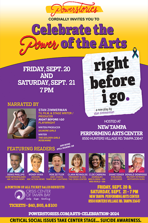Celebration of the POWER of the Arts Featuring RIGHT BEFORE I GO in Tampa
