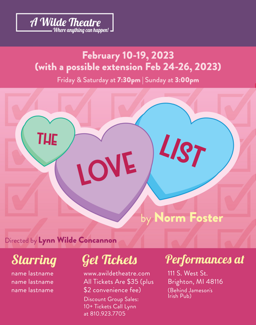 The Love List, by Norm Foster show poster