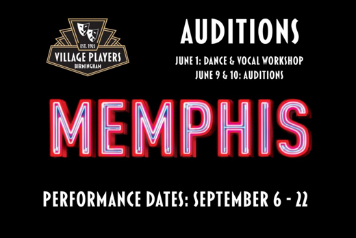 Auditions for Memphis show poster
