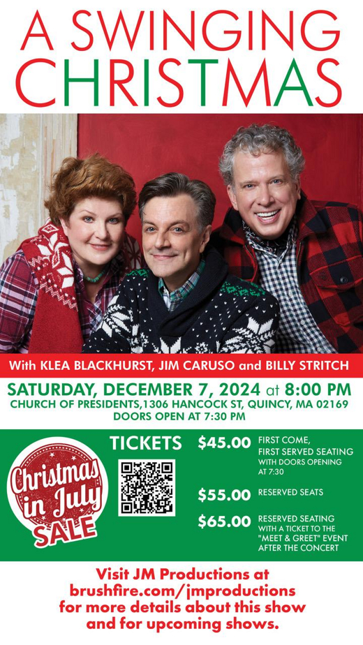 Klea Blackhurst, Jim Caruso & Billy Stritch will star in “A Swinging Christmas” direct from NYC in Boston