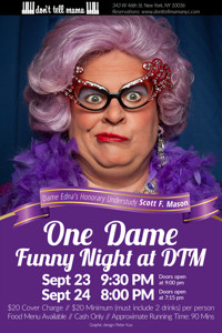 One Dame Funny Night in Off-Off-Broadway Logo