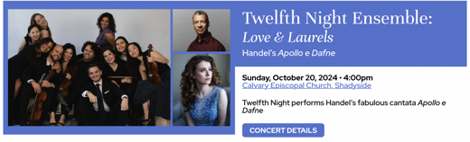 Twelfth Night Ensemble: Love & Laurels - Handel's Apollo e Dafne show poster