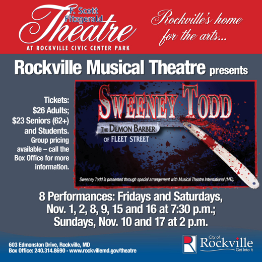 Rockville Musical Theatre presents Sweeney Todd: The Demon Barber of Fleet Street in Washington, DC