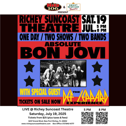 Richey Suncoast Theatre to Host Epic 80s Rock Tribute with Absolute Def Leppard and Absolute Bon Jovi 