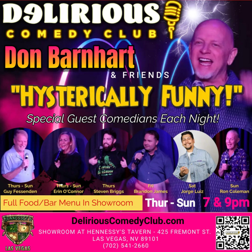 Delirious Comedy Club show poster