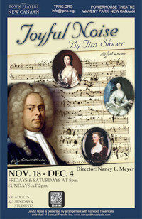 JOYFUL NOISE, by Tim Slover (like Amadeus about Handel’s Messiah) show poster
