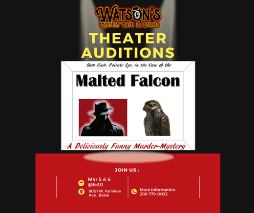 Auditions Case of the Malted Falcon in Boise