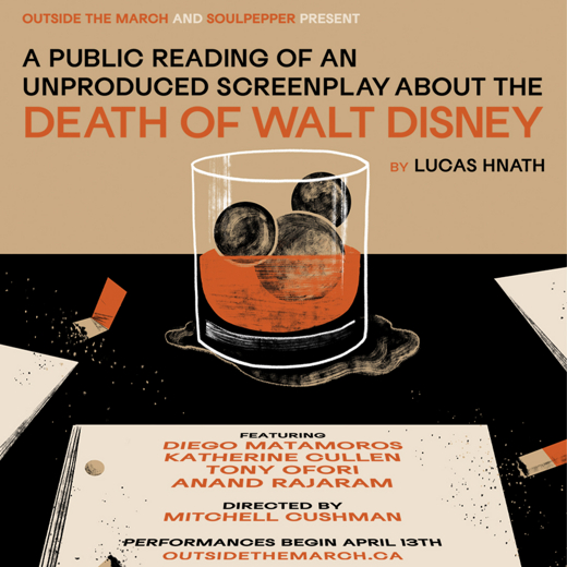 A Public Reading of an Unproduced Screenplay About the Death of Walt Disney in Toronto