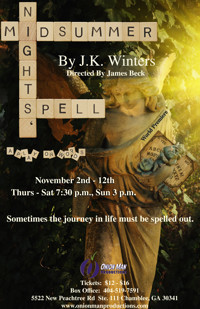 “Midsummer Nights’ Spell” by J.K. Winters A play on words show poster
