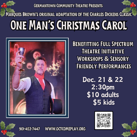 One Man's Christmas Carol benefit by Marques Brown show poster