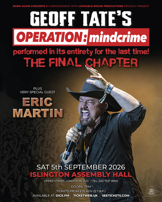 GEOFF TATE'S OPERATION: mindcrime at Islington Assembly Hall - London in UK Regional