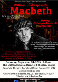 William Shakespeare's Macbeth show poster