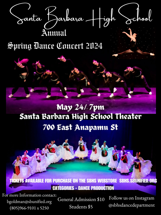 Santa Barbara High School Spring Dance Concert show poster
