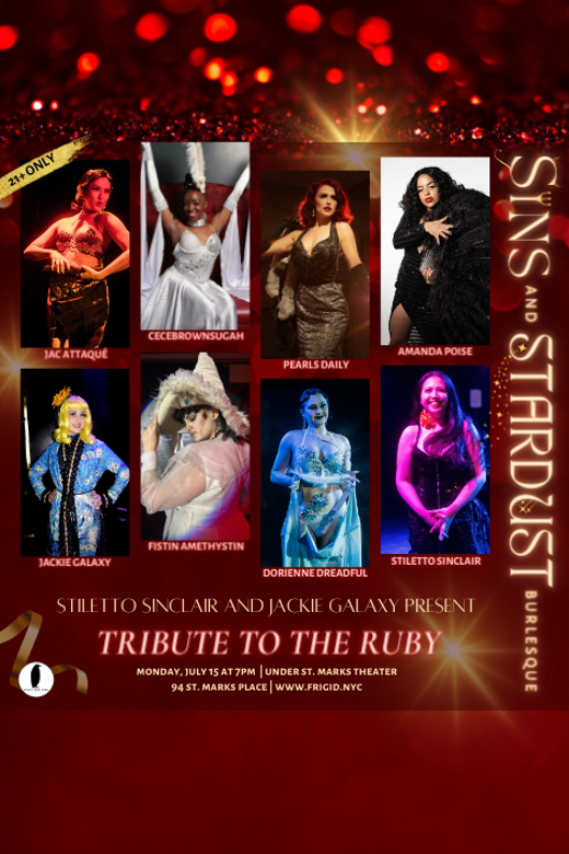 Sins and Stardust Burlesque: Tribute to the Ruby show poster