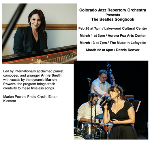 Colorado Jazz Repertory Orchestra presents The Beatles Songbook show poster