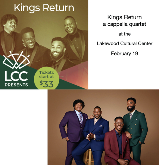 Kings Return, a cappella quartet, performs in Lakewood show poster
