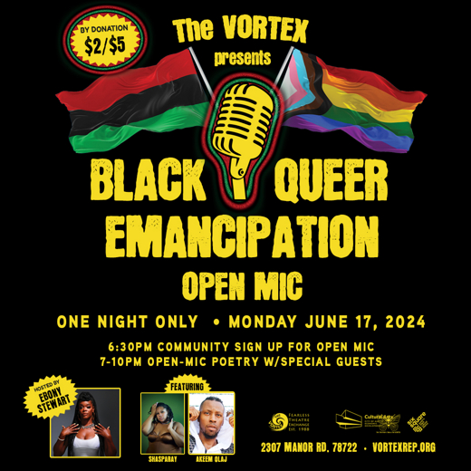 BLACK QUEER EMANCIPATION OPEN MIC show poster