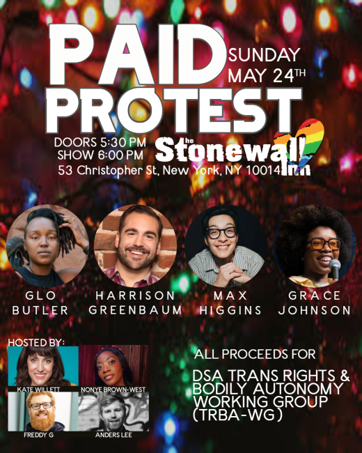 Paid Protest at Stonewall show poster