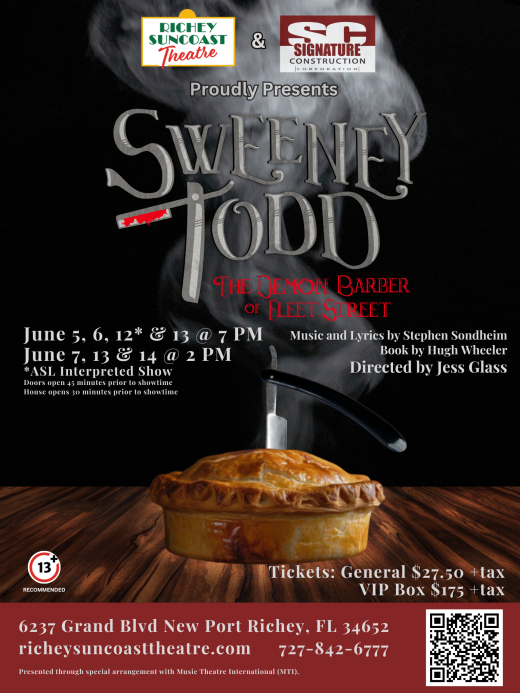 Sweeney Todd: The Demon Barber of Fleet Street to Open at Richey Suncoast Theatre show poster