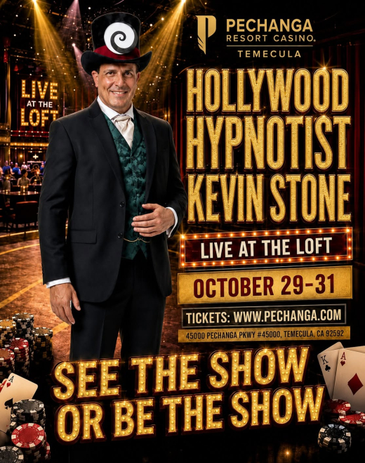 World Renowned Comedy Hypnotist Kevin Stone Performs at The Pechanga Resort Casino Showroom in San Diego