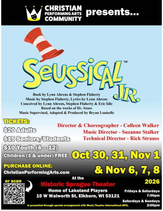 Christian Performing Arts Community's Seussical JR being performed in Milwaukee, WI