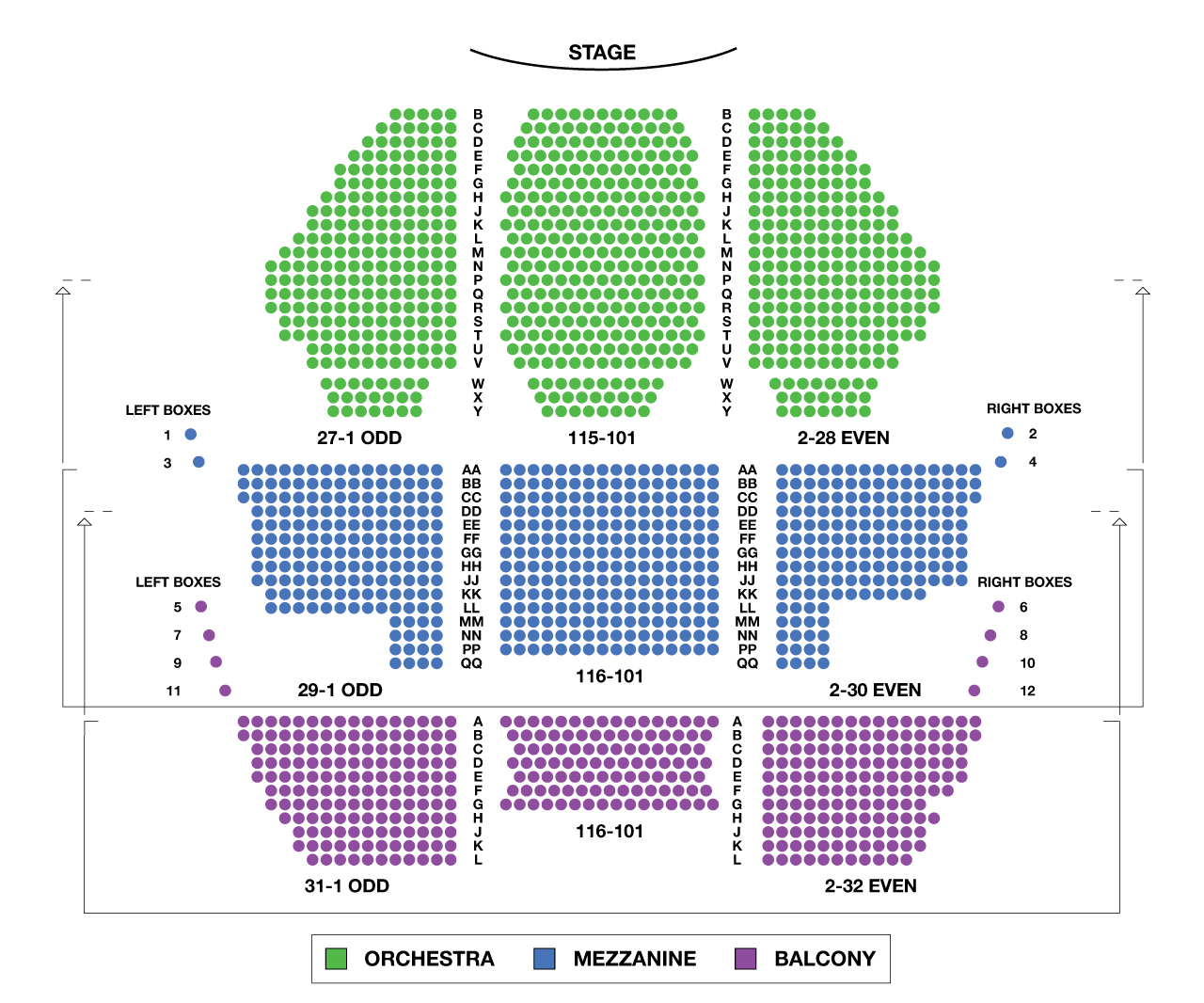 New Amsterdam Theatre Large Broadway Seating Charts