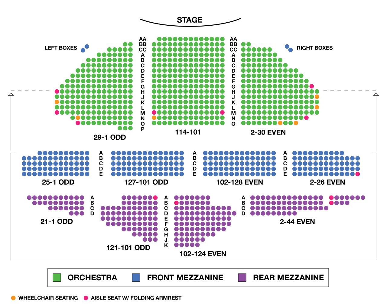 Ambassador Theatre Large Broadway Seating Charts