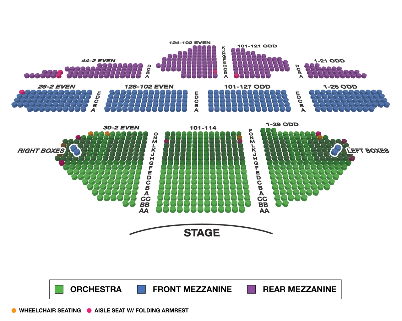 Ambassador Theatre Large Broadway Seating Charts