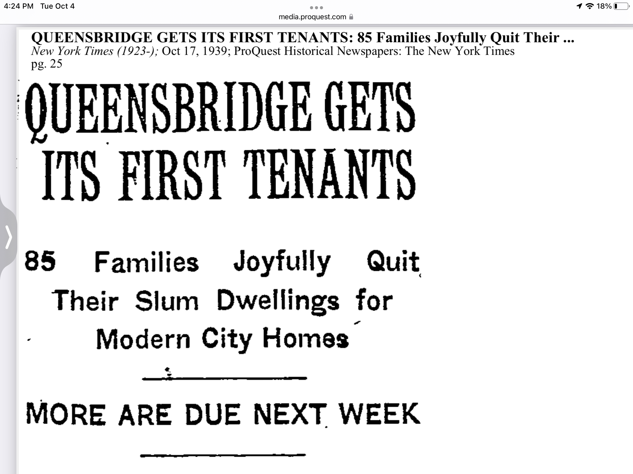 First Tenants Arrive at Queensbridge