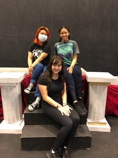 Our backstage Tech Team is Fierce! Thanks to the amazing, quick, and detailed work by Iz (top left), Elaine (front), and Sterling (top right), our sets get smoothly changed from scene to scene.