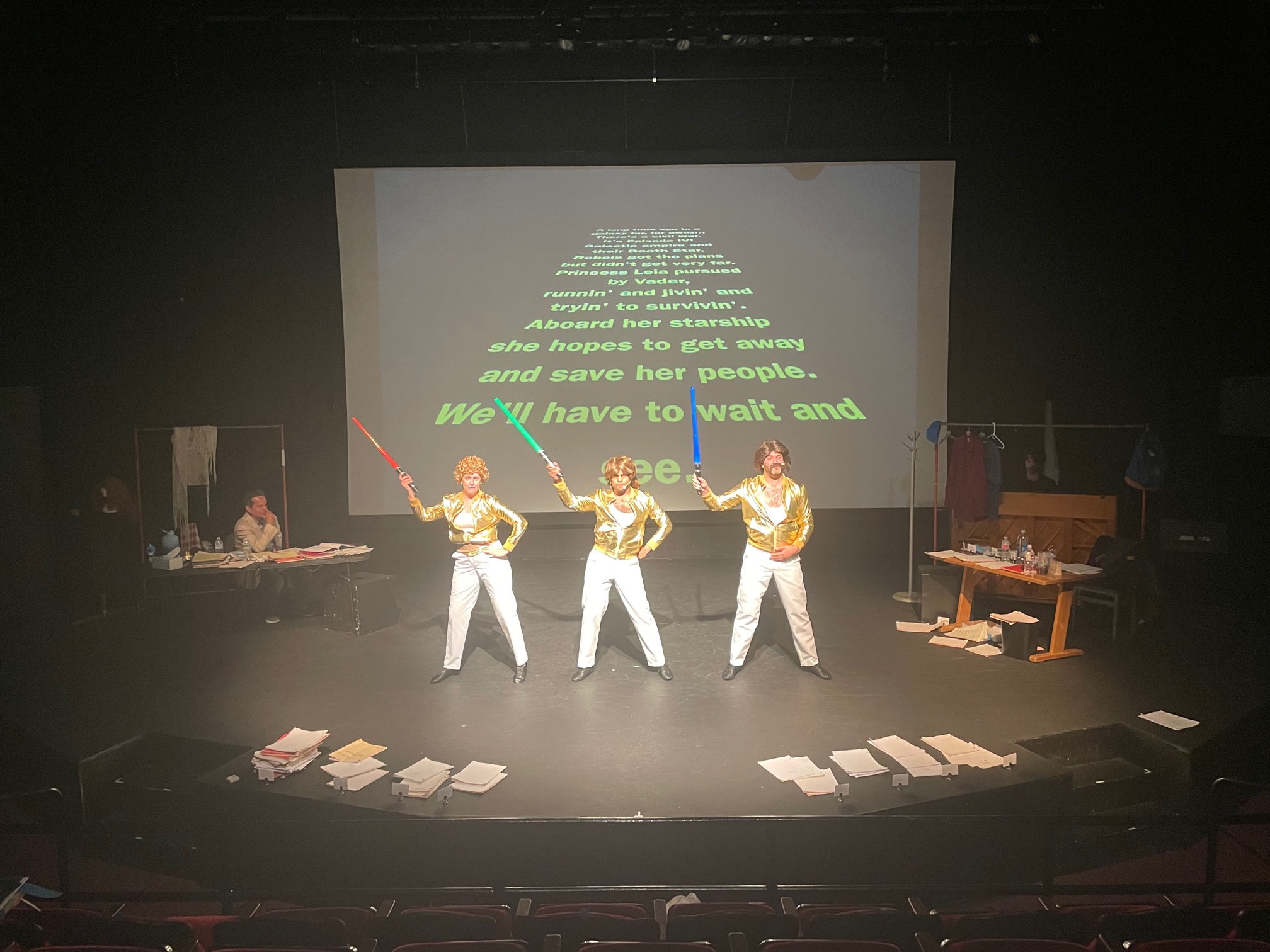 “Star Wars the Musical” as written and performed by the Bee Gees (L-R Katie DeShan, Isaac Robinson-Smith and Travis Leland)