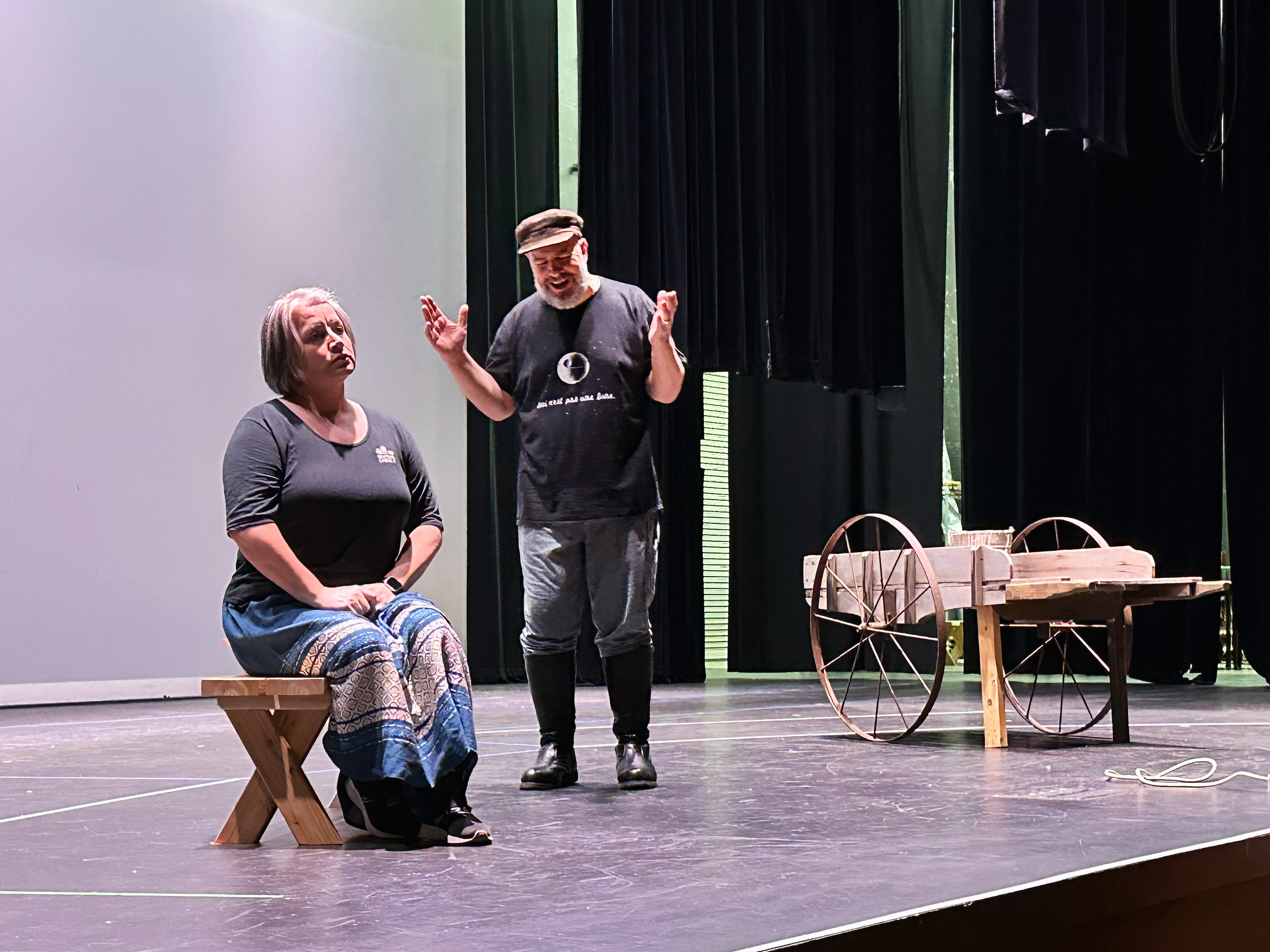 Megan Walters (Golde) & Marc Montminy (Tevye) in rehearsal.