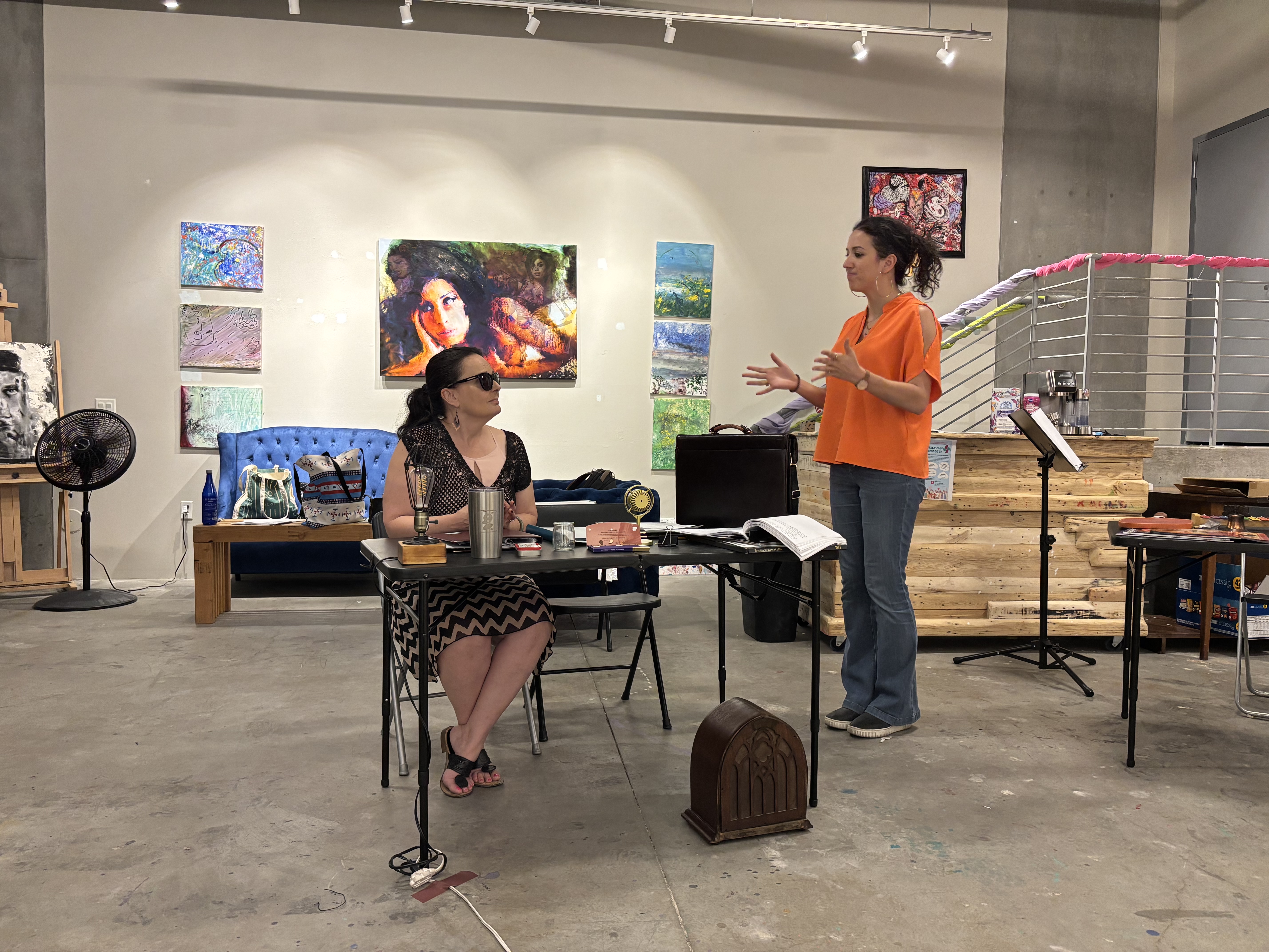 Gigi Guizado and Jackie Hoopz in rehearsal