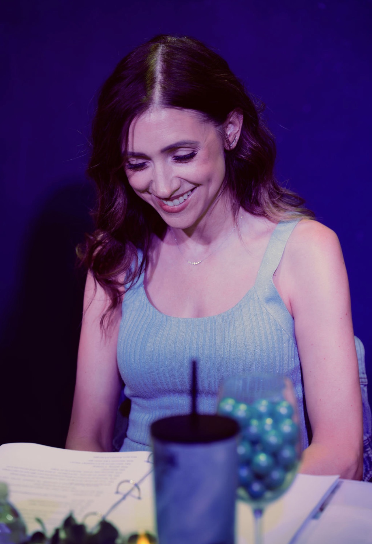 Christine Bettes Cartell at Blue Gum, Brooklyn Table Read photographed by Sonder Visuals/Annie Saeugling