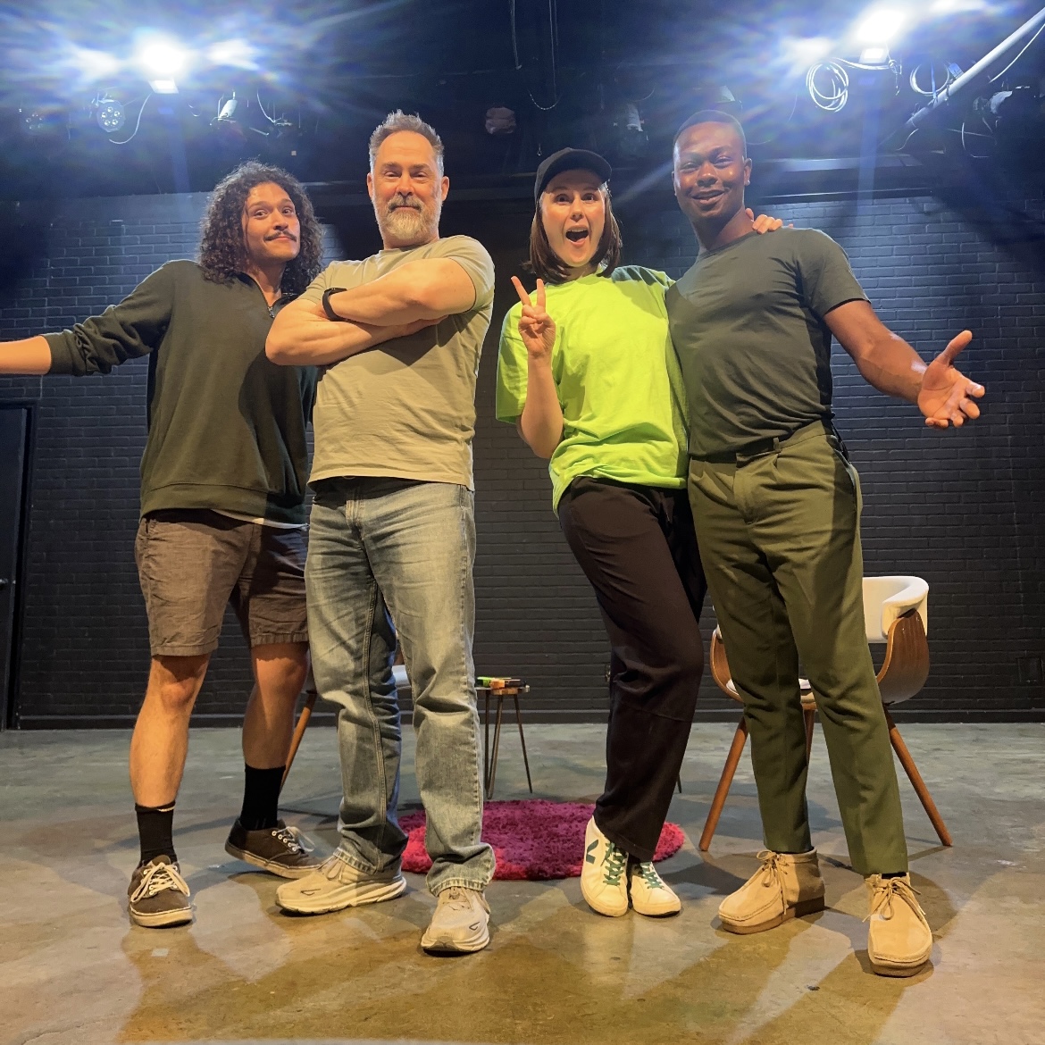 Cast From Left to right: Austin Valdez, Jim Nieb, Verity Van Dams, Alef Orixa