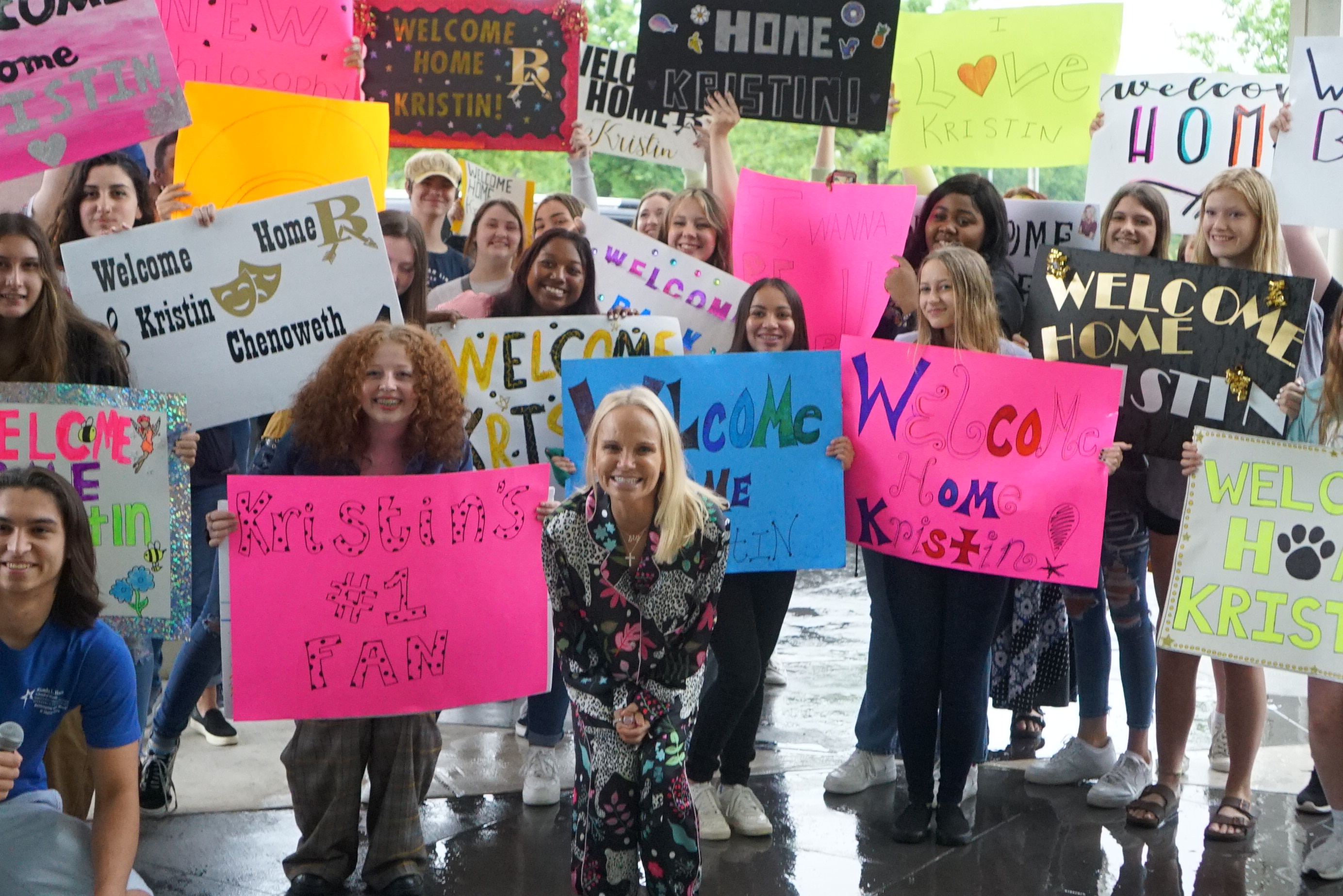 Good Morning Campers! Kristin Chenoweth greets fans after starring on the KCBBC Morning Show. Photo Credit: Merrill Mitchell
