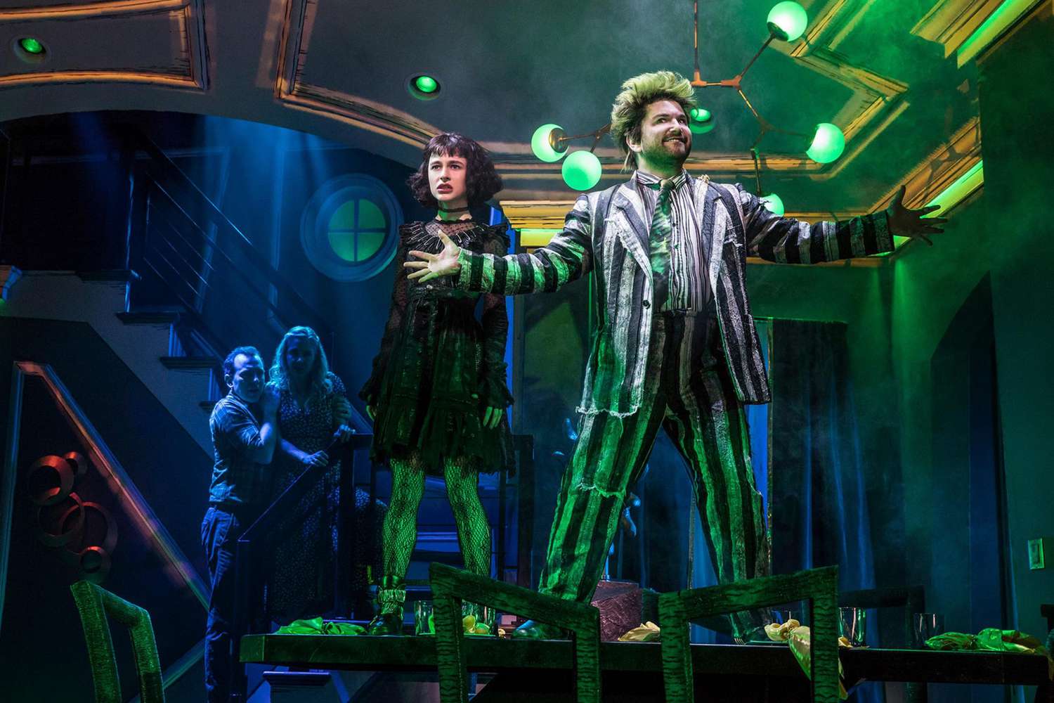 Sophia Anne Caruso as Lydia and Alex Brightman as Beetlejuice